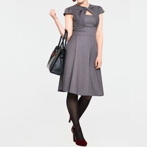 Voodoo Vixen Retro Gray Rockabilly Cutout Pinup Dress Swing - S